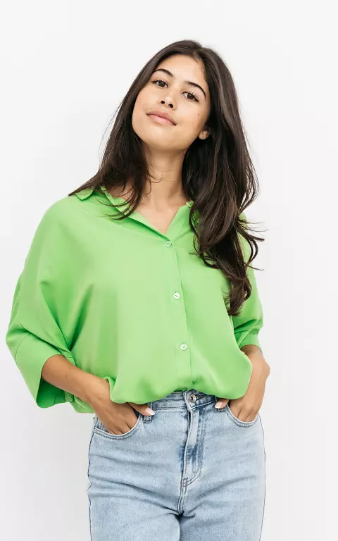 Oversized Bluse mit Knöpfen hellgrün