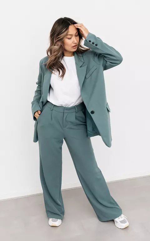 Wide leg trousers with pockets petrol