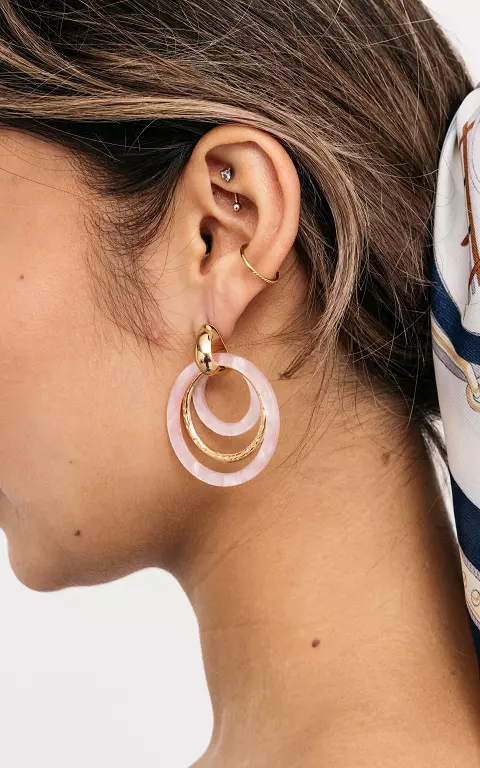Stainless steel earrings gold light pink