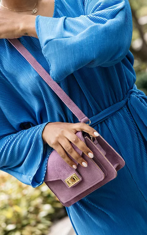 Leather bag with gold-coloured details purple