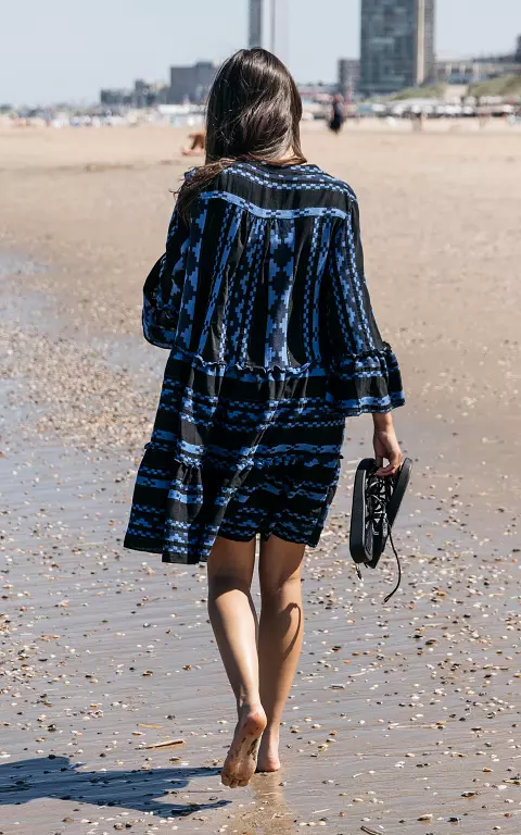 Baumwollkleid mit Paisley-Muster schwarz blau