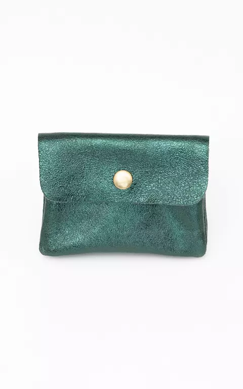 Metallic wallet with stud dark green