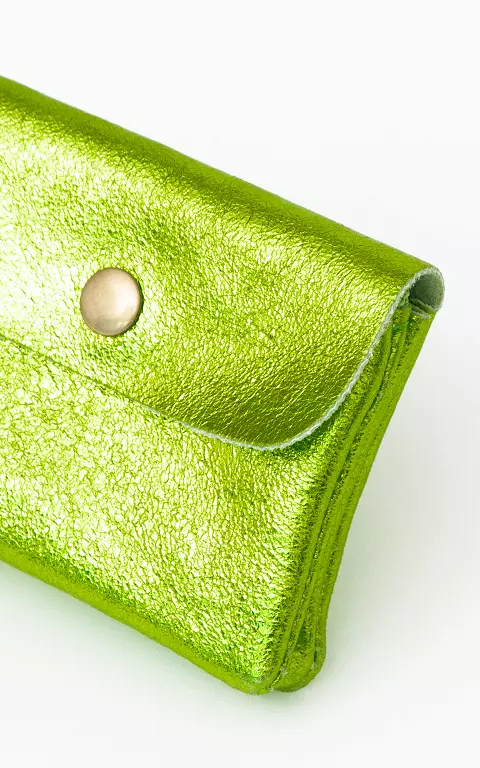 Metallic wallet with stud light green
