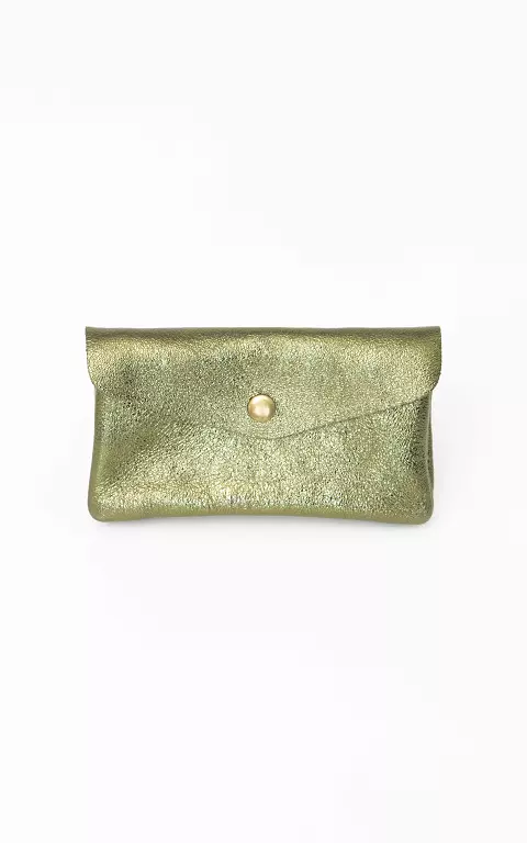 Metallic wallet with press button kaki