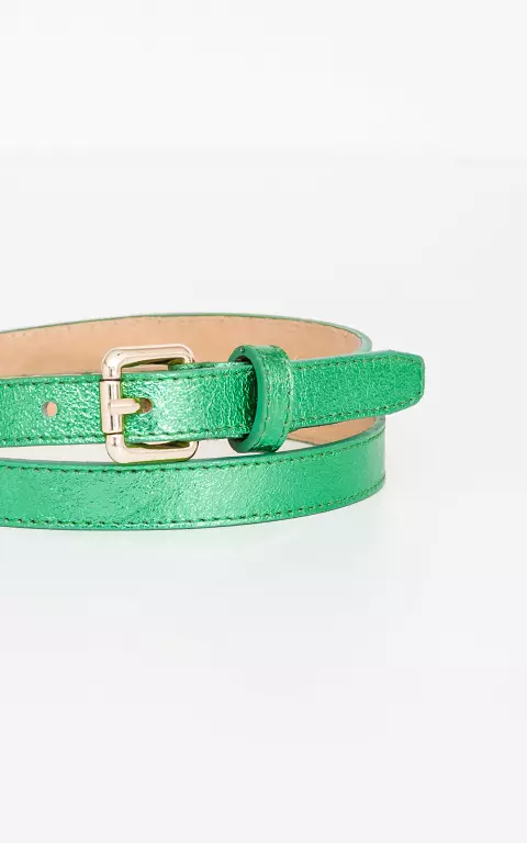 Metallic look belt green