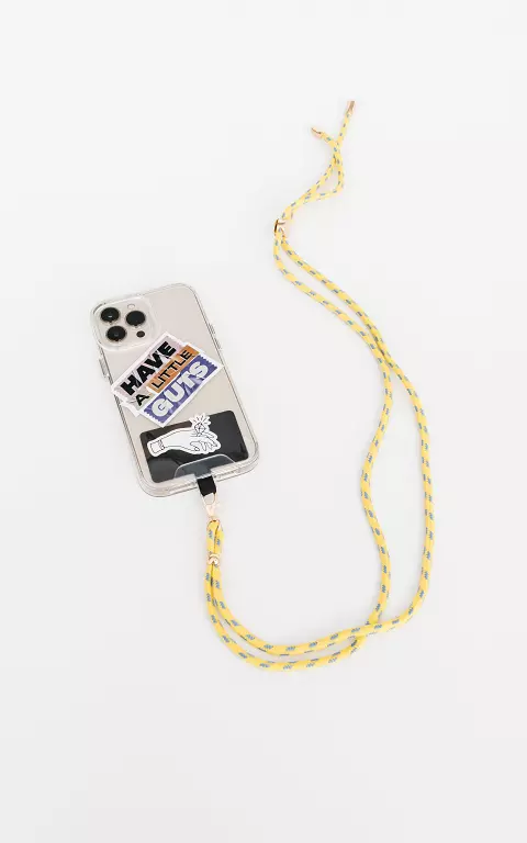 Telephone cord with gold-coated details yellow blue