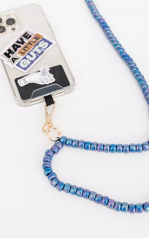 Telephone cord with beads blue