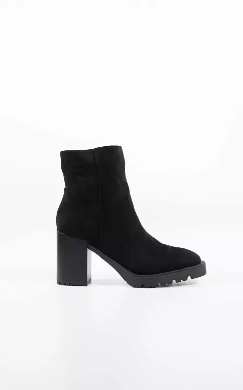Suede look boots with block heel 