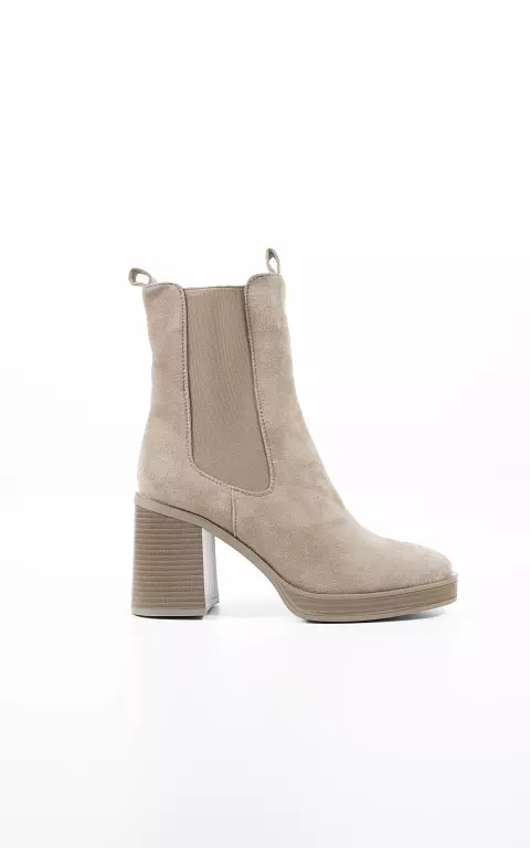 Suede-look boots with elastic 