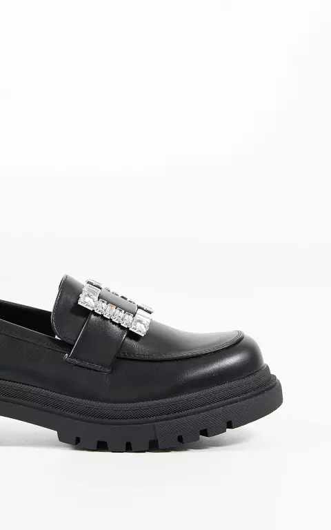 Loafers with rhinestones black