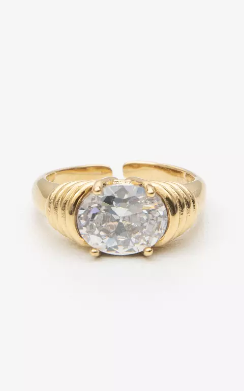 Adjustable ring with stone gold silver