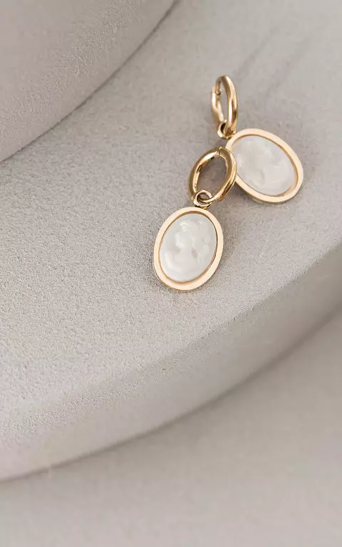 Goudkleurige oorbellen met hanger goud wit