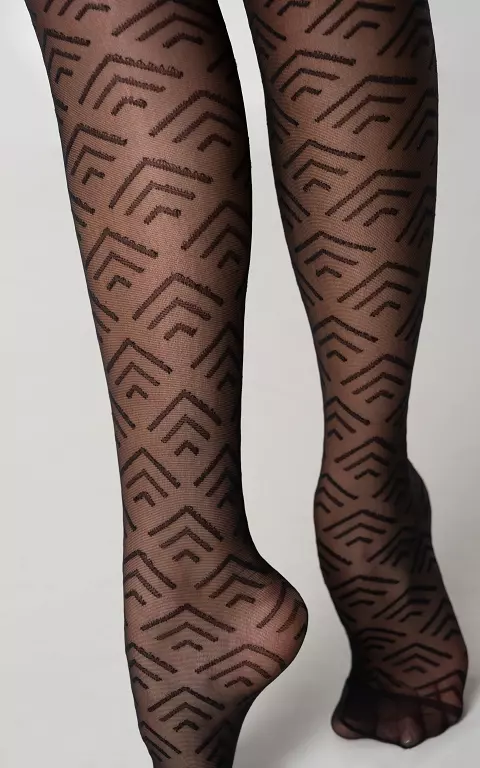 30 DEN tights with pattern black