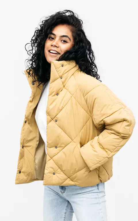 Quilted coat with pockets yellow