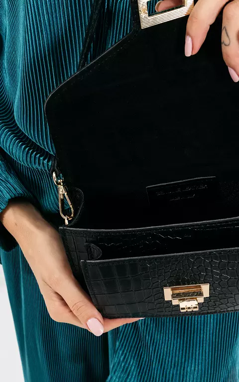 Leather bag with gold-coloured details black