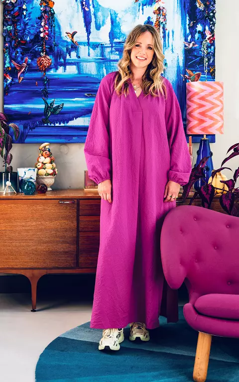 Maxi dress with v-neck purple