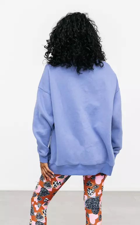 Oversized sweater with round neck blue