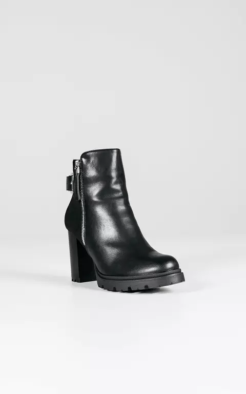 Leather-look boots with decorative zip black