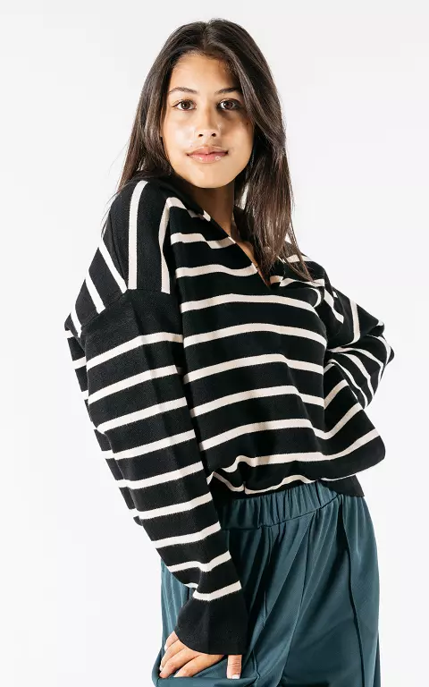 Striped sweater with collar 