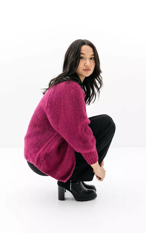 Knitted cardigan dark pink