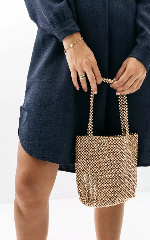 Handbag with glitter beads gold
