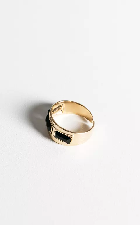 Verstelbare ring met gekleurde steentjes goud zwart