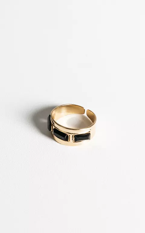 Adjustable ring with coloured stones gold black