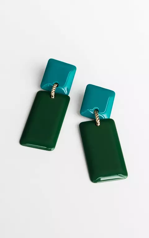 Stainless steel earrings green