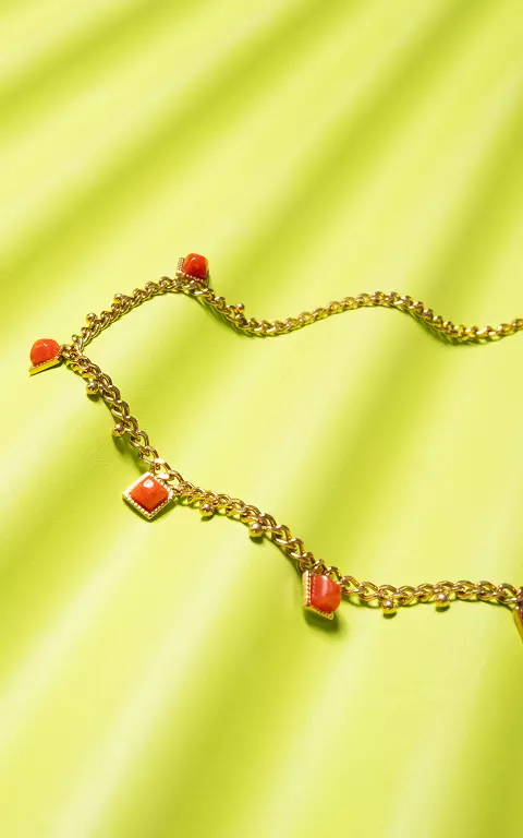 Necklace #87969 gold coral red