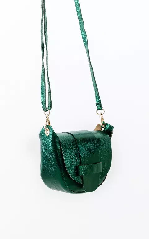 Metallic-look bag with zip green