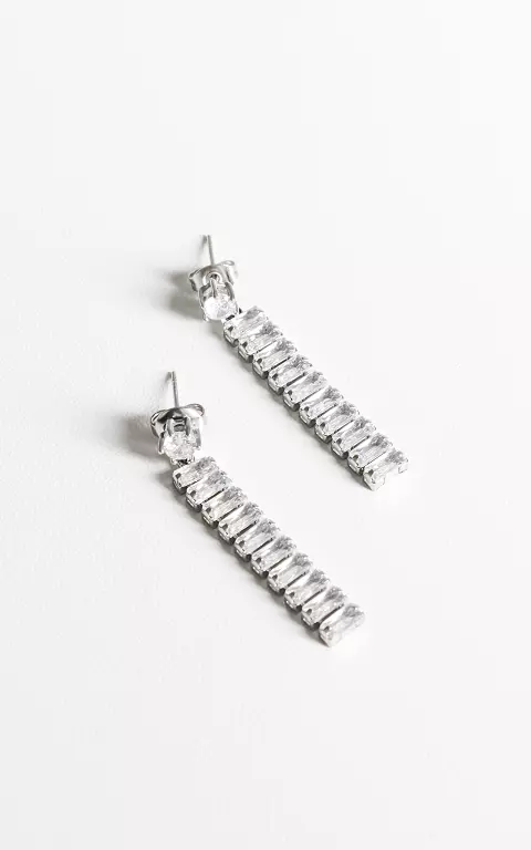 Stainless steel earrings with beads silver