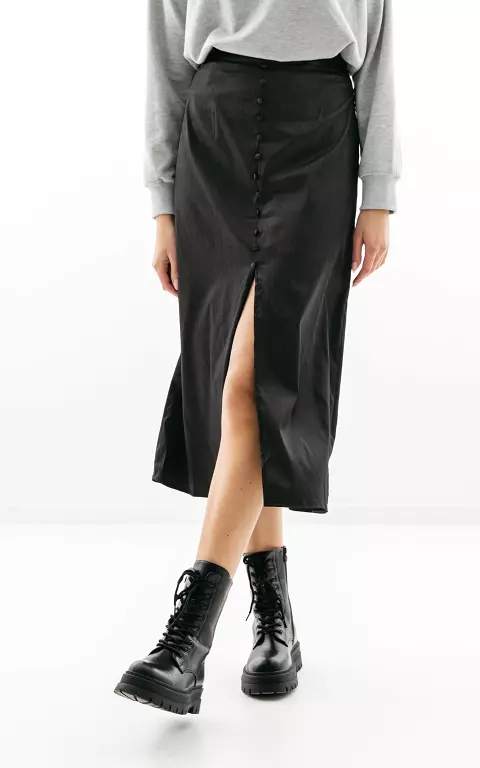 Maxi rok met sierknopen zwart