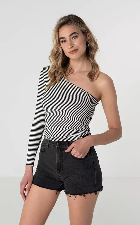 One-shoulder top with striped pattern 