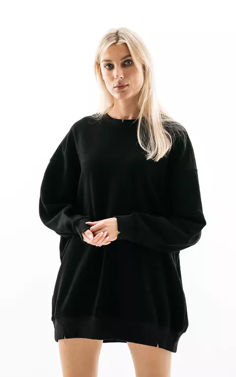 Oversized Pullover mit Rundhalsausschnitt schwarz