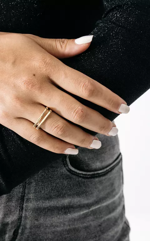 Stainless steel adjustable ring gold