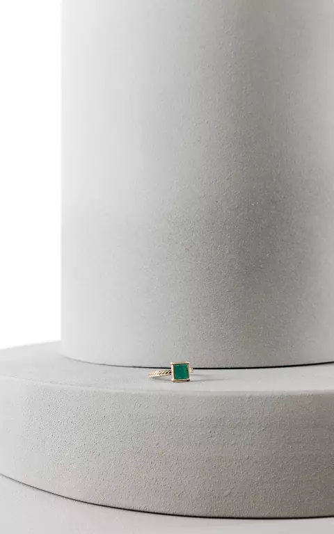 Verstelbare ring met gekleurd steentje goud groen