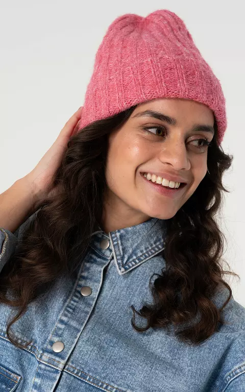 Basic Ripp-Mütze pink