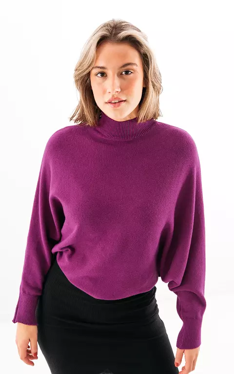 Turtleneck sweater with bat sleeves 