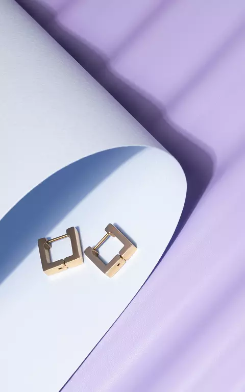 Square shaped stainless steel earrings gold