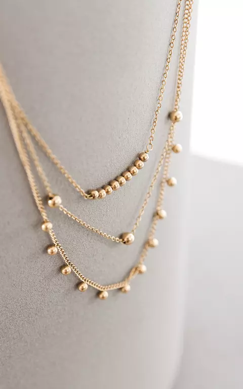 3-layer stainless steel necklace gold