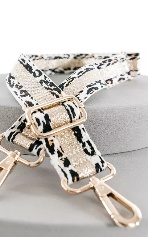 Adjustable bag strap with glitter detail cream gold