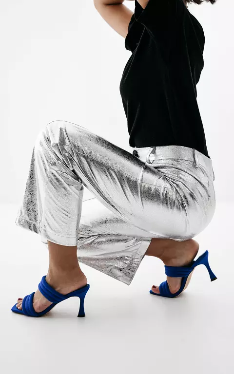 High-waist straight fit pants silver