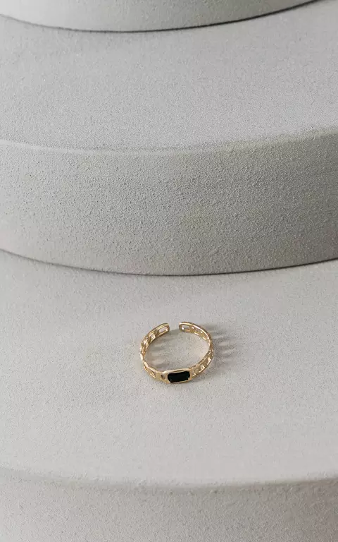 Verstelbare ring van stainless steel goud zwart