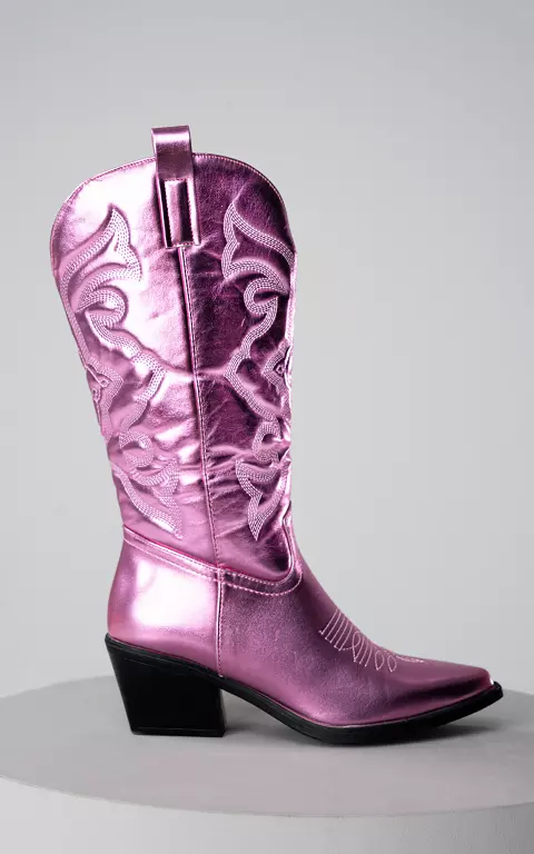 Cowboy boots with zip pink