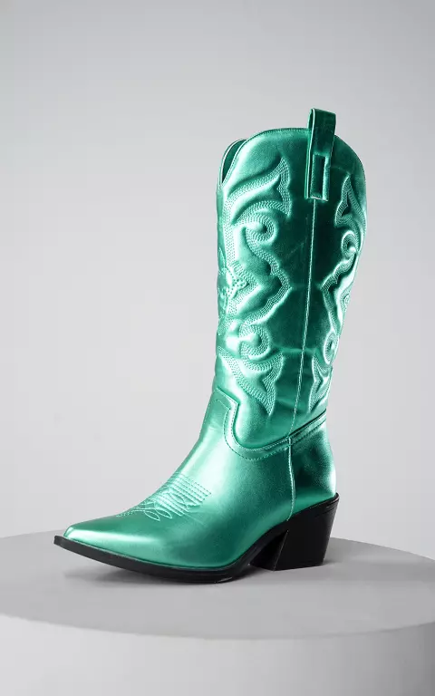 Cowboy boots with zip green