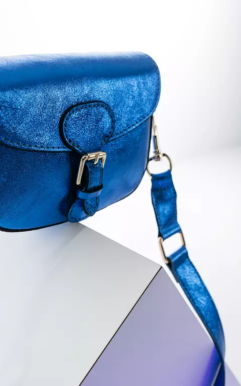Leather bag with gold-coloured details blue
