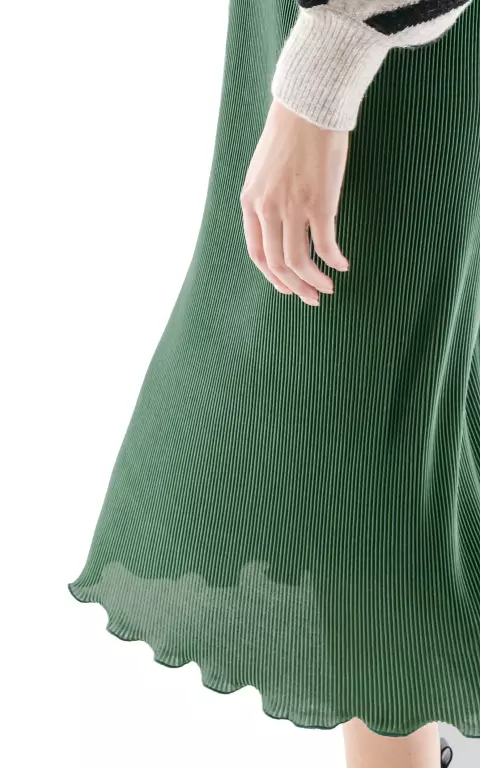 Pleated skirt with elastic band green