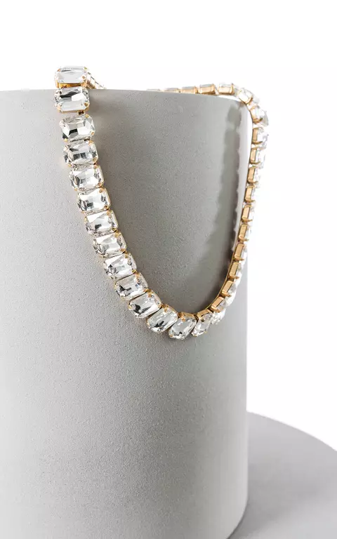 Adjustable necklace with big stones silver
