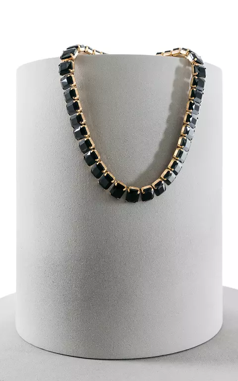 Adjustable necklace with big stones black