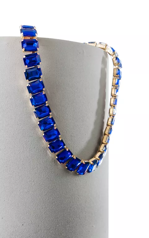 Adjustable necklace with big stones cobalt blue